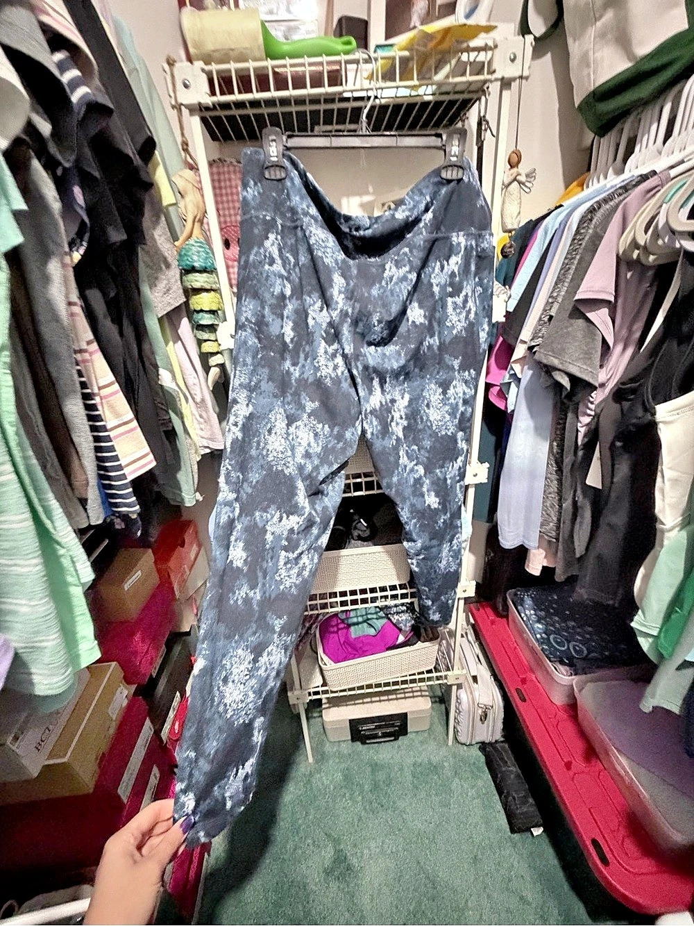 LIVI Abstract Athletic Leggings in Blue & Gray Size Large